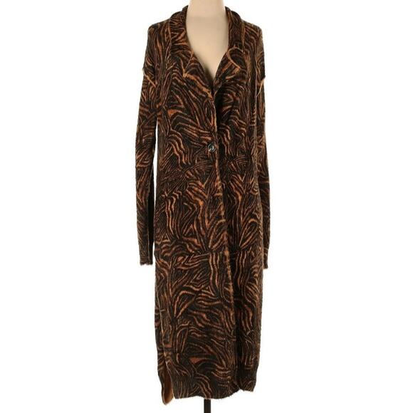 Free People Long Tiger Animal Print Cardigan Sweater - Picture 2 of 10